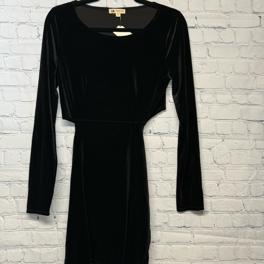 Cotton Candy Black Long Sleeve Dress